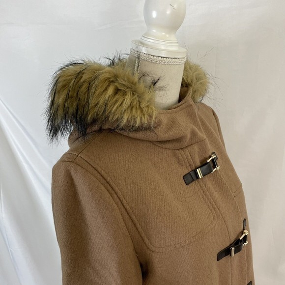 Cole Haan Jacket Signature Hooded Wool Toggle Duffle Coat Size 12 Womens - Picture 7 of 12